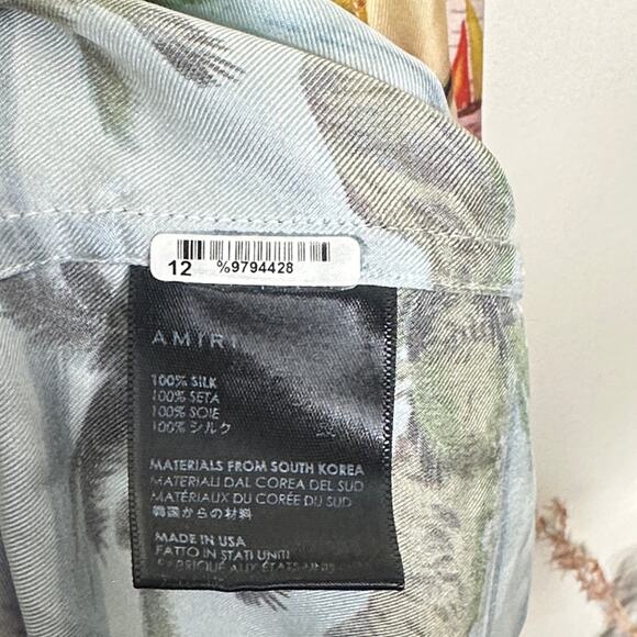 AMIRI Beverly Hills Hawaiian Long Sleeve Shirt Silk Rainbow Sz M {Q39} - Picture 7 of 8